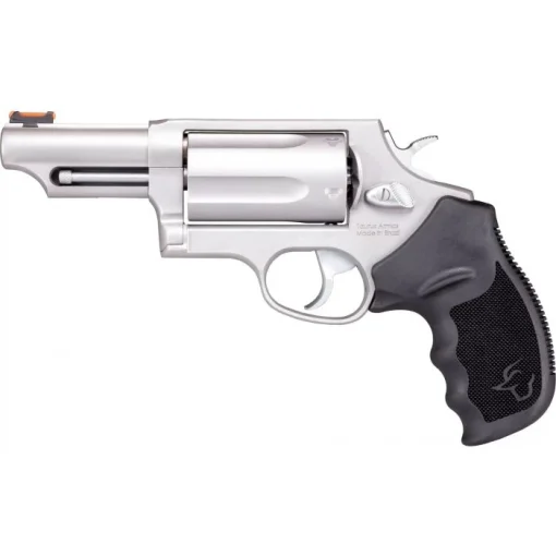 Taurus Judge Revolver - Stainless Steel | 45 Colt / 410 ga | 3" Barrel | 5rd | Rubber Grip | Fiber Optic Sight - Image 2