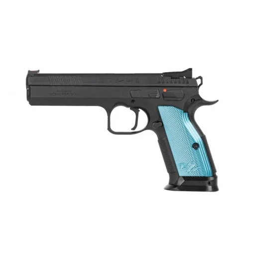 CZ TS 2 Pistol - Black | 9mm | 5.28" Barrel | 20rd | Blue Grips - Image 2