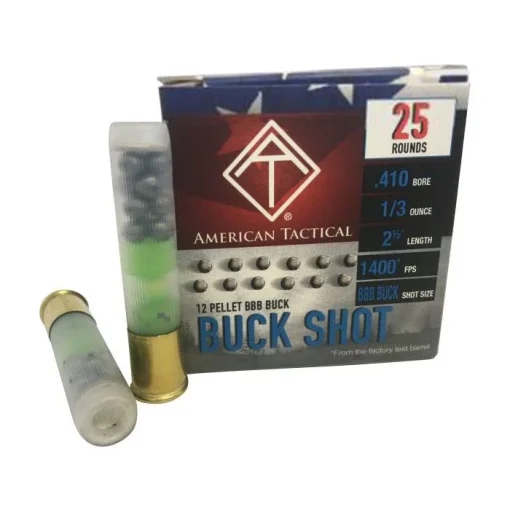 ATI .410ga Buckshot 2.5 inch Shotgun Shells - 12 Pellets | BBB Buck | 1400 fps | 1 Case (10 boxes/250 rds)