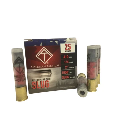 ATI .410ga Rifled Slug 2.5 inch Shotgun Shells - SLUG | 1550 fps | Rifled Hollow Point | 1 Case (10 boxes/250 rds)