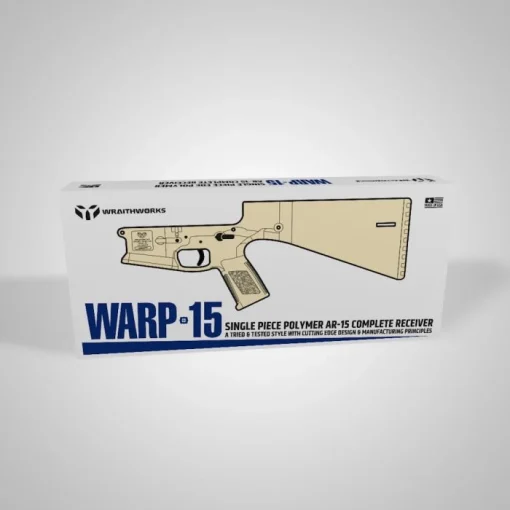 Wraithworks WARP-15 Polymer Complete AR15 Lower Receiver - FDE | Mil-Spec Parts Kit | Integral Buttstock & Textured Pistol Grip | Trap Door Buttplate - Image 3