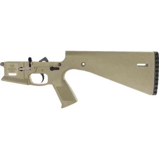 Wraithworks WARP-15 Polymer Complete AR15 Lower Receiver - FDE | Mil-Spec Parts Kit | Integral Buttstock & Textured Pistol Grip | Trap Door Buttplate - Image 2