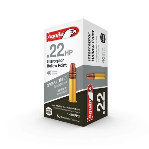 Aguila Ammunition .22 LR Interceptor Rifle Ammo - 40 Grain | Copper Plated Hollow Point