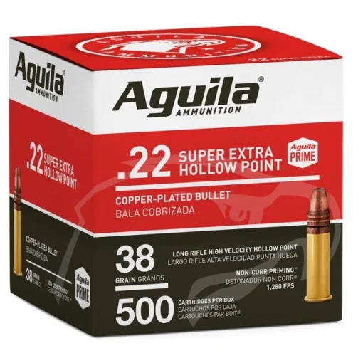 Aguila Ammunition .22 LR Super Extra Rifle Ammo - 38 Grain | Copper Plated Hollow Point